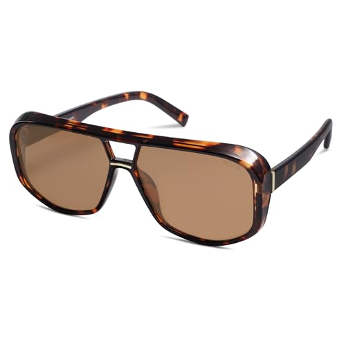 SOJOS Oversized Aviator Sunglasses Womens Trendy 70s Retro Polarized Trendy Womens UV 400 Shades SJ23043