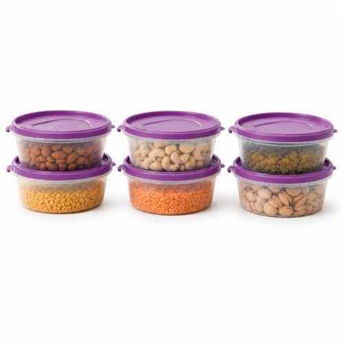 Image of Cutting EDGE Nesterware 500ml Stackable Food Container (Set of 6, Purple) | BPA-free plastic, stackable design, leak-proof, kitchen storage, pantry, fridge, meal prep, reusable, travel use