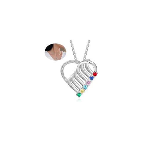 Collier Prénom Personnalisé avec Pierres de Naissance et Cœur Gravé