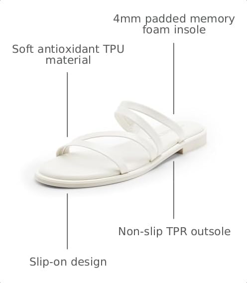 Image of DREAM PAIRS Women's Clear Studded Rhinestone Slide Sandals Slip on Open Toe Cute Flat Sandals for Summer