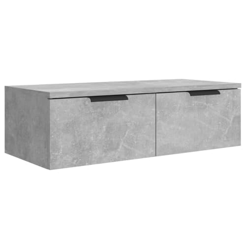 vidaXL Armario de Pared Mueble Aparador Almacenaje Cajones Colgante para TV Estante Flotante Salón Decoración Madera Contrachapada Gris Hormigón