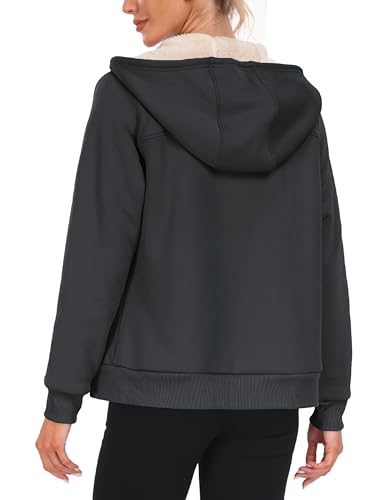 Image of MoFiz Zip Up Hoodie Women Fleece Lined Jackets Winter Coats With Pocket
