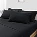 Luxury Super-Soft 100% Rayon Bamboo Sheets Queen Size | Modern Simple Subtle Style | Breathable Cozy Flexible and Smooth | Classic Warm Artistic Dark Coal Black Color | Durable Comfy Aesthetic Bedding