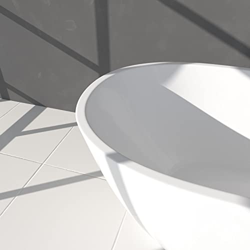UERGWJH Badewanne, Ovale Freistehende Badewanne, Weiß, Acryl, Modernes Design, Entspannung im Bad – Bild 5