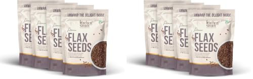 Image of KitchenSmith Flax Seeds - Pack of 8-200gm Each | A Nutrient-Dense Superfood For Boosting Energy | Skin Health & Weight Management | Boost Digestion | Supercharge Your Wellness With Natural Fiber