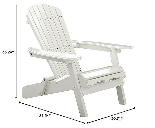 Merry Garden Foldable Wooden Adirondack Chair, Outdoor, Garden, Lawn, Deck Chair, White #TOP2