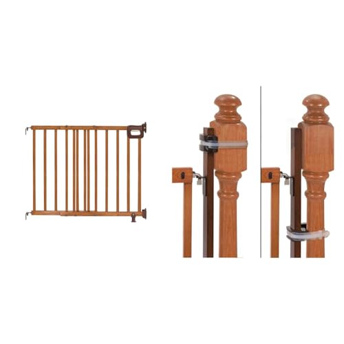 Image of Summer Infant Deluxe Stairway Simple to Secure Safety Pet and Baby Gate & Banister to Banister Gate Mounting Kit - Fits Round or Square Banisters