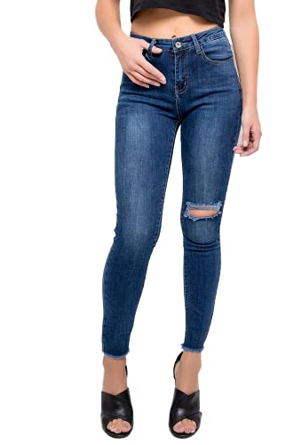 Jeans skinny déchirés homme pantalon denim slim stretch usé mode