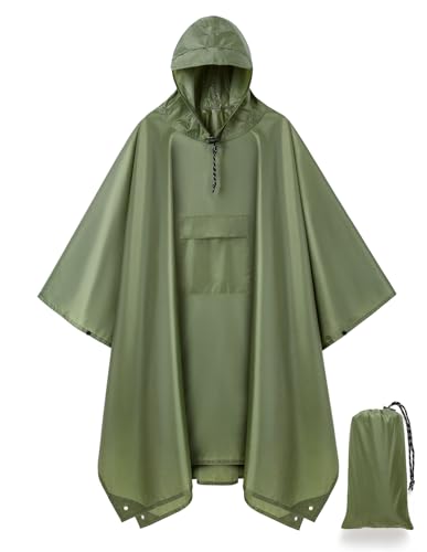 salamra Hooded Rain Poncho Waterproof Raincoat Jacket for Men/Women/Adults with Pocket