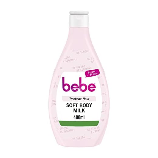 bebe Soft Body Milk 400 ml, schnell einziehende Bodylotion mit Jojobaöl und Panthenol für trockene Haut, duftet sanft, spendet 24 Stunden Feuchtigkeit