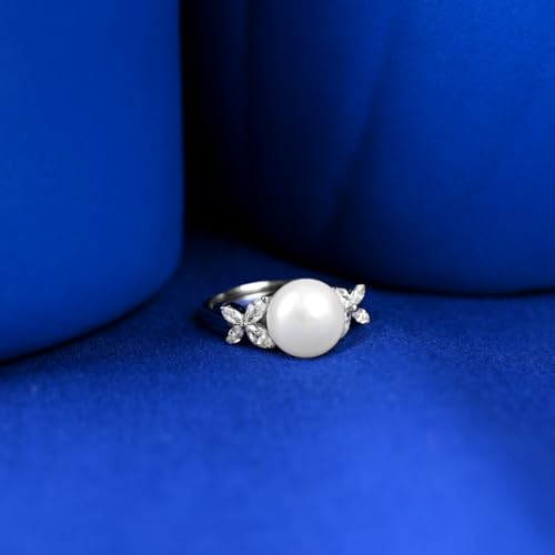 Image of Clara 925 Sterling Silver Real Pearl Pendant Earrings Chain Bracelet Ring | Platinum Plated, Swiss Zirconia | Gift for Women & Girls