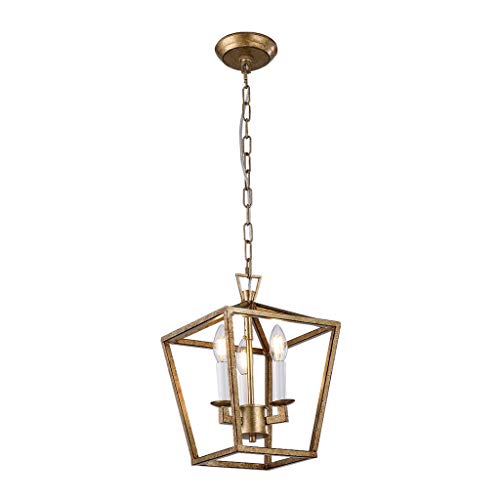 Decomust Openwork Lantern Pendant Stairway Entry Kitchen Hall Foyer Fixture Chandelier (Gold) #TOP2
