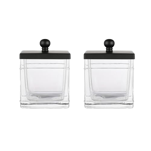 Indecor Home Glass Cotton Jar Holder 2 Pack– Matte Black