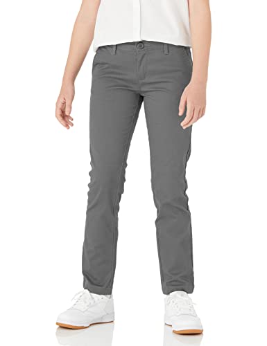 Image of Amazon Essentials Girls and Toddlers' School Uniform Straight Leg Adjustable Waist Flat-Front Chino Pants, Pack of 3