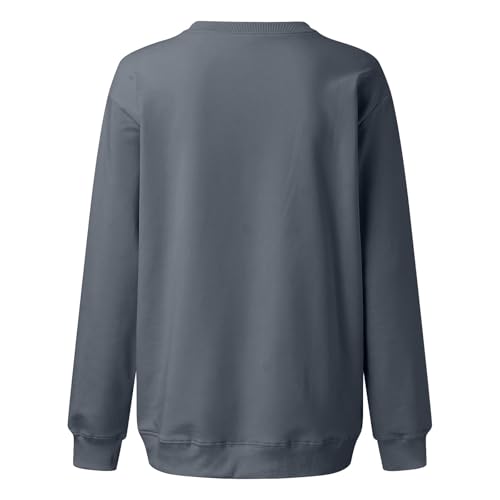 Image of Women Crew Neck Sweatshirts Fall Casual Oversized Sweat Shirts Long Sleeve Cute Preppy Sweatshirt Comfort Pullover