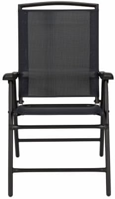 Four Seasons Courtyard RXTV-1921-FC-N Sunny Isles Steel Folding Chair, Sling Fabric, Navy - Quantity 4