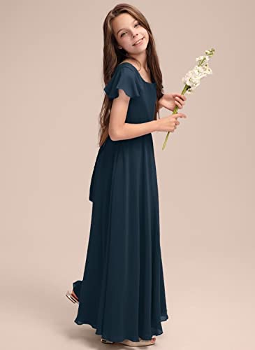 A-Line Square Long Chiffon Junior Bridesmaid Dress Flower Girl Dress for Wedding3