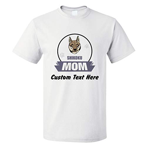 Custom Funny Graphic T Shirts for Men Mom Shikoku Dog Cotton Top White Personalized Text Here Large
