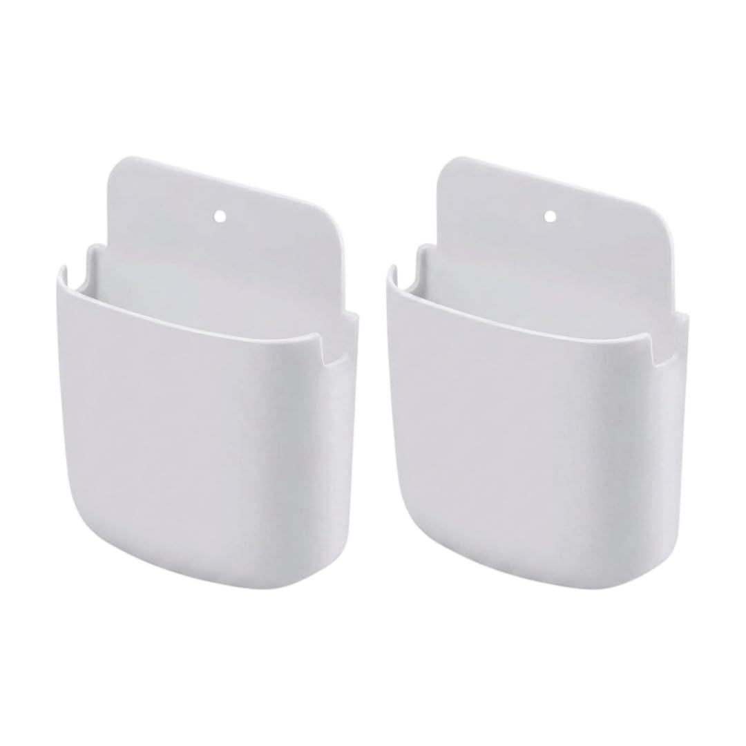 DSNS Wall Mounted Adhesive Remote Control Stand Mobile Phone Holder for Charging AC/TV Storage Box for All Smartphones| Pack of 2 (Whittee)-image-23