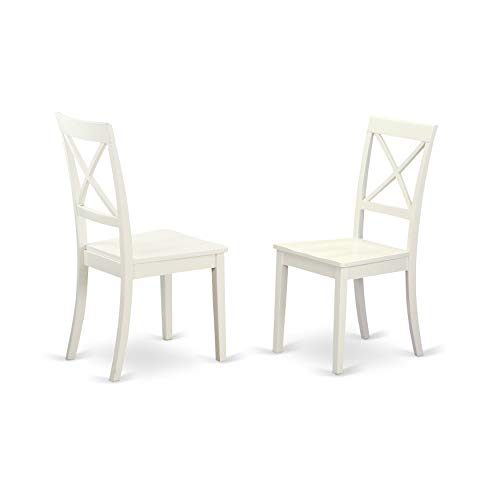 East West Furniture Dublin 3-Piece Traditional Wood Dining Set in Linen White