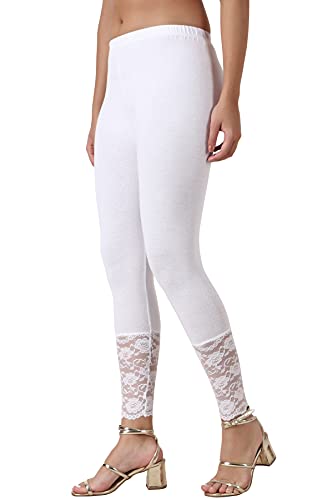 Image of Women's Soft & Stretchable Cotton Leggings Lace Ankle Length Color