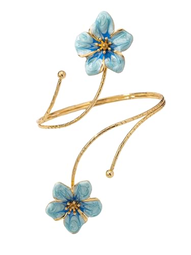 MakeMeChic Beach Gold Arm Cuff Jewelry for Women Bangle Band Armlet Flower Upper Arm Cuff Bracelet Summer Beach Essentials Blue One-Size