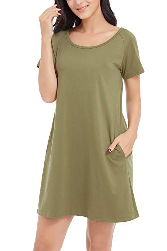 Image of Alaster Women's Casual Summer T Shirt Dress Loose Short Sleeve Tunic Dress with Pocket for Women