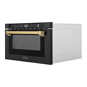ZLINE Autograph Edition 24" 1.2 cu. ft. Built-in Microwave Drawer in Black Stainless Steel and Polished Gold Accents ZLINE Autograph Edition 24 12 cu ft Built in Microwave Drawer in Black Stainless Steel and Polished Gold Accents