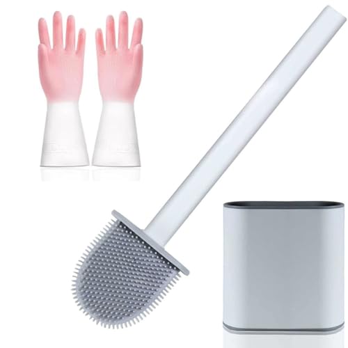 Image of Zapsol Silicon Toilet Cleaning Brush with Hand Gloves Combo (Multicolor)