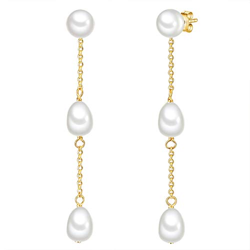 Valero Pearls Boucles d'oreilles pour Femme en 925 Argent sterling Perle de culture d`eau douce env. 6,0-7,0 mm En forme de bouton/grain de riz Cover