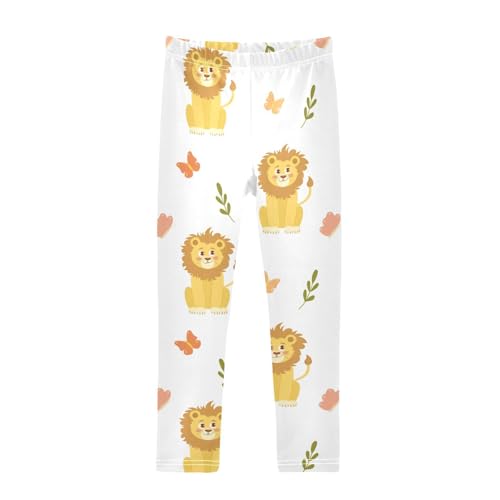 Jungle Lion Girls Leggings,Workout Leggings for Girls Toddler Athletic Legging Size for 3-10T