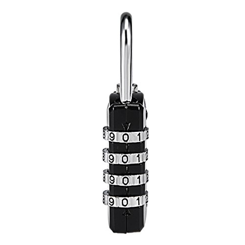 Image of uxcell 4 Digit Combination Padlock, 4mm Shackle, Zinc Alloy Lock Waterproof Lock for Gym Locker Fence Suitcase Travel Outdoor, Black
