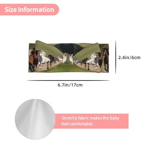 Horses at the gallop Picture Baby Bow Headband Stretchy and Soft for Newborns, Infants, Toddlers, and Kids Girls3