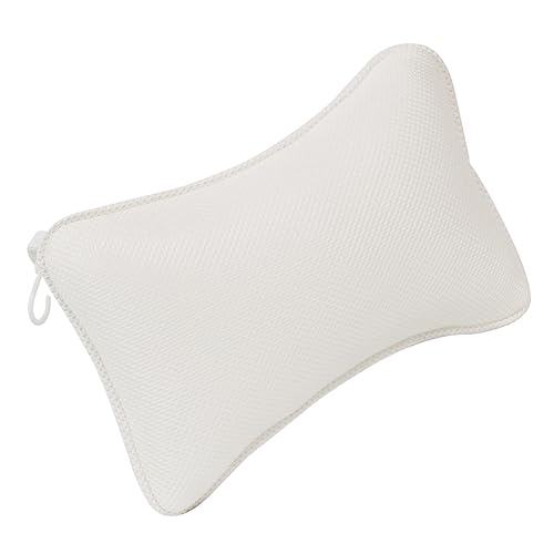 TOBBOMEY Bathtub Pillow Full Bath Cushion for Tub with Suction Cups Neck and Shoulder Support White