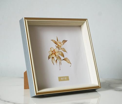 PLUSCHEN 7x7 Blue Beige Square Picture Frame 7x7 Resin Photo Frame Wall and Desktop Display Picture Frame Plexiglass