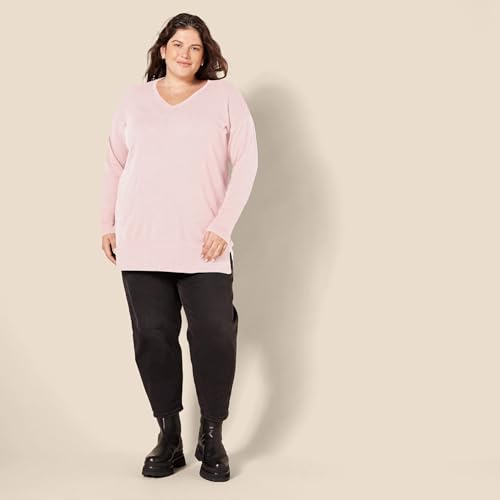 Image of Amazon Essentials Women's Lightweight V-Neck Tunic Sweater, Long Sleeve, Ribbed (Available in Plus Size)