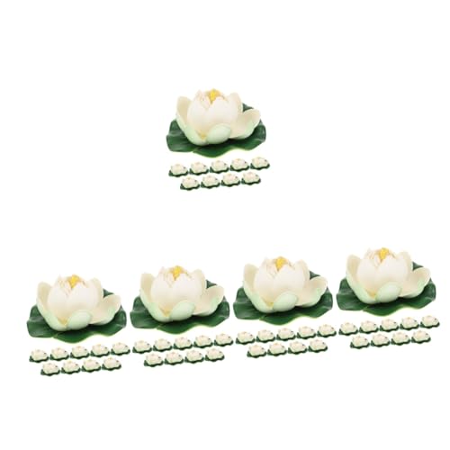 ABOOFAN 5 Sätze Simulation Lotusblatt Lotusbrunnen Teichpumpe Künstliche Blumen Zur Dekoration Schwimmende Teichdekoration Pooldekoration Künstliche Seerosen Teiche 10 Stück * 5