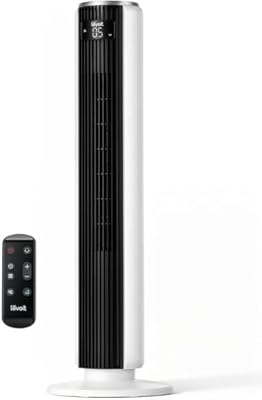 LEVOIT Tower Fan for Bedroom, 90° Oscillating Standing Fan with 28dB Quiet for Sleep, 25ft/s Velocity, 12H Timer, 5 Speeds 4 Modes, Remoter, Bladeless Room Fan for Home, Office, Indoor, 36 inch, White