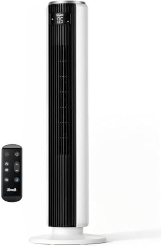LEVOIT Tower Fan for Bedroom, 90° Oscillating Standing Fan with 28dB Quiet for Sleep, 25ft/s Velocity, 12H Timer, 5 Speeds 4 Modes, Remoter, Bladeless Room Fan for Home, Office, Indoor, 36 inch, White