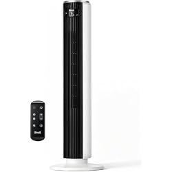 1 of LEVOIT Tower Fan for Bedroom, 90° Oscillating Standing Fan with 28dB Quiet for Sleep, 25ft/s Velocity, 12H Timer, 5 Speeds 4 Modes, Remoter, Bladeless Room Fan for Home, Office, Indoor, 36 inch, White