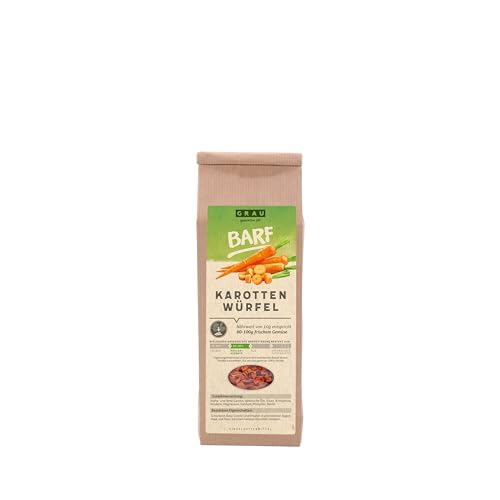 GRAU – das Original – Trockengemüse zum BARFen für Hunde - Karotten-Würfel, 1er Pack (1 x 150 g), Ergänzungsfuttermittel für Hunde