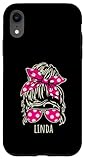 Installation facile Linda Messy Hair Bun Lunettes de soleil avec ruban à pois Coque pour iPhone XR