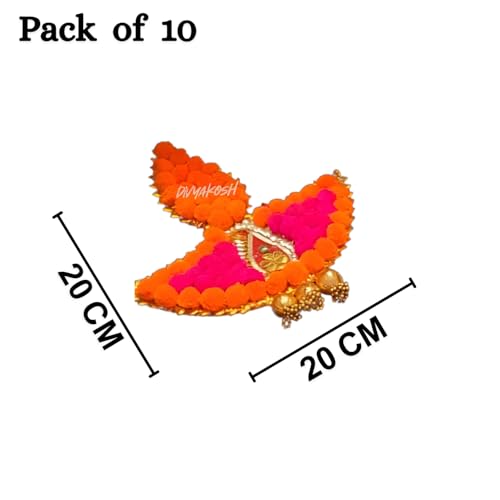 Image of Divyakosh Pom-Pom Theme Rangoli Mats for Stairs Decoration, Floor /Balcony /Living Room Decor, Set of 10 Pcs, Decorative Diya, Diwali Gift Diya, Candles, Home Decoration Tea Lights