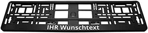 KENNZEICHENHALTER semi matt schwarz mit individuellem WUNSCHTEXT direkt Bedruckt - Keine Folie 2er-Set Kennzeichenhalter mit Wunschtext