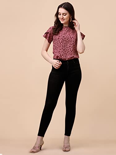 Image of Wedani Women's Casual Short Sleeves Round Neck Foral Regular Fit Top