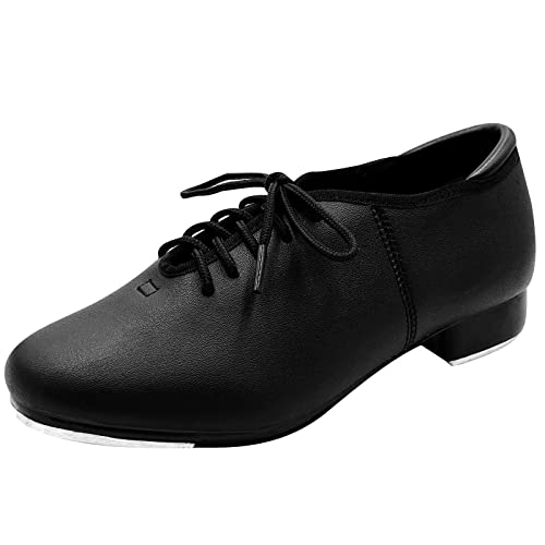 s.lemon Schwarz Leder Tapschuhe Volle Sohle Oxford Steppschuh für Damen Männer Kinder 34 Cover