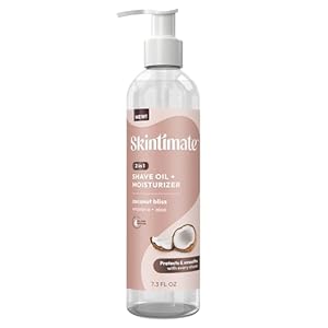 Skintimate 2-in-1 Shave Oil & Moisturizer, Coconut Bliss, 7.3oz | Shaving Oil, After Shave for Women Bikini Area Moisturizer with Vitamin E and Aloe, Shaving Cream Alternative, 7.3 fl oz