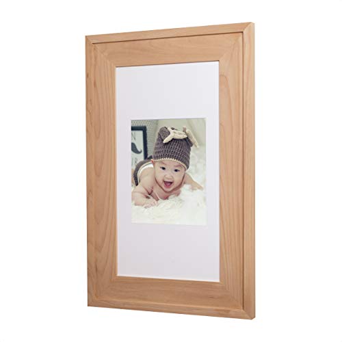 Image of 14x24 Concealed Picture Frame Medicine Cabinet without Mirror for Bathroom, Recessed in the Wall, Made in North America, Real Wood, NO MDF, Adjustable Shelves, Unfinished Raised Edge