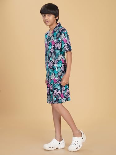 Image of Ninos Dreams Boys Cotton Rayon Halfsleeves Coord Set with Shirt & Shorts /Boys Vacation wear /boys co ord set /Boys Tropical print Shirt & Shorts set /Boys Clothing Set