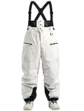 GSOU SNOW Men Snow Bibs Women Loose Ski Pants Snowboard Overall Insulated Waterproof Windproof Warm Winter Beige M